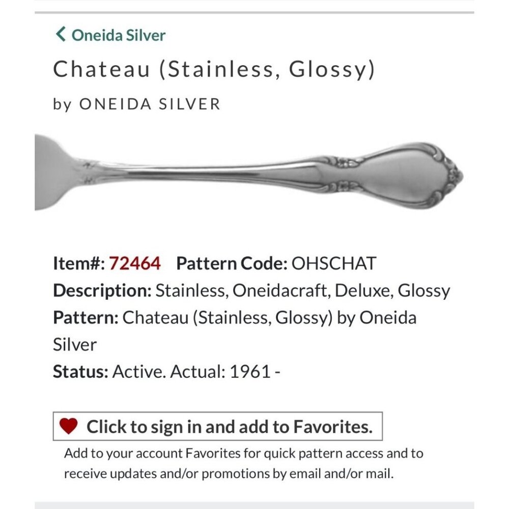 Oneida Silver Chateau Stainless Glossy Flatware Set - 6 Pieces silverware